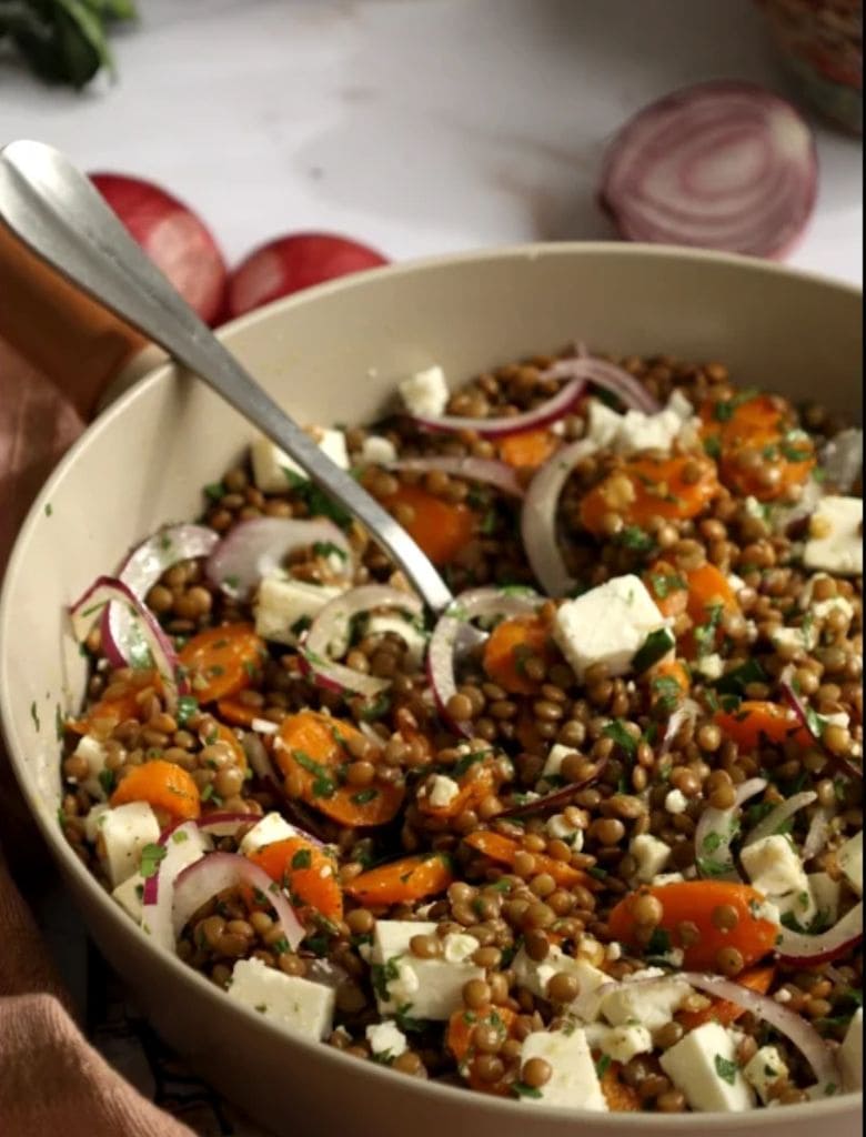 Salade tiède de lentilles aux saveurs d'automne
