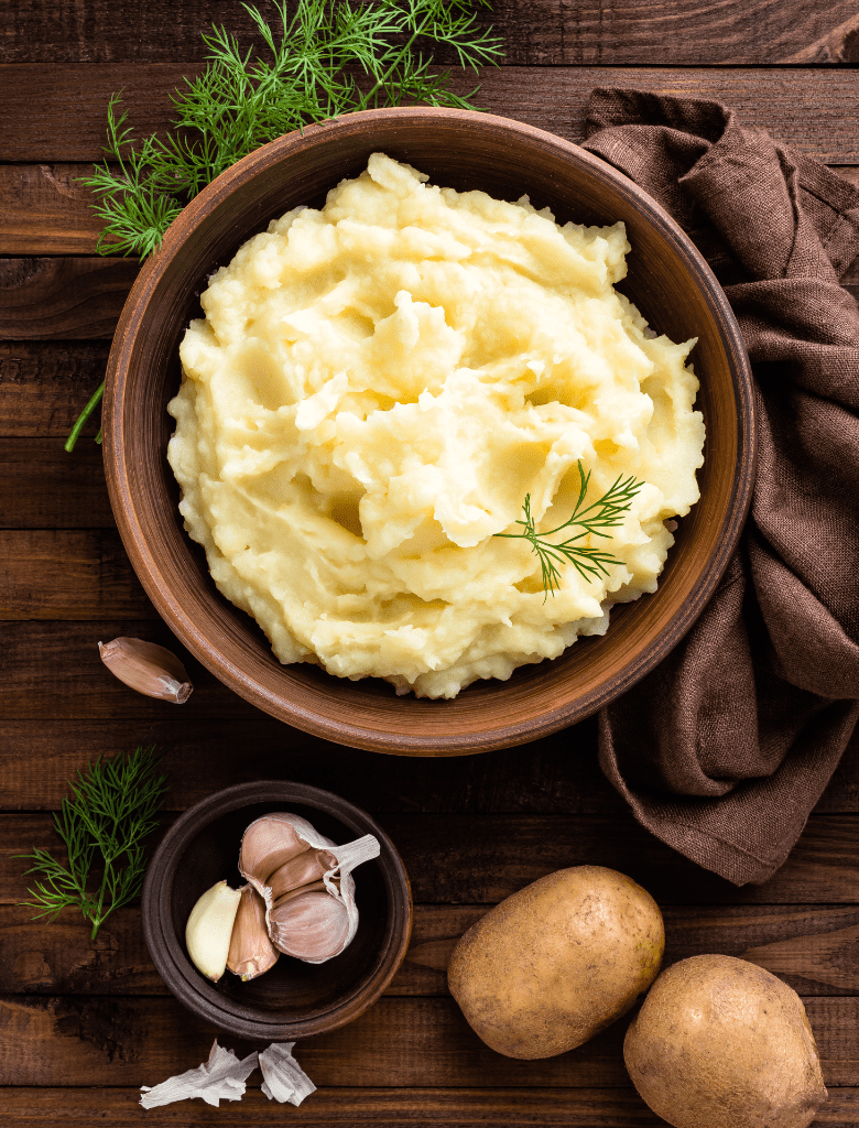 purée de pommes de terre et huile d'olive à l'ail recette