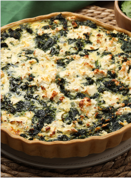 Quiche, feta, épinards & huile d'olive aux herbes de Provence