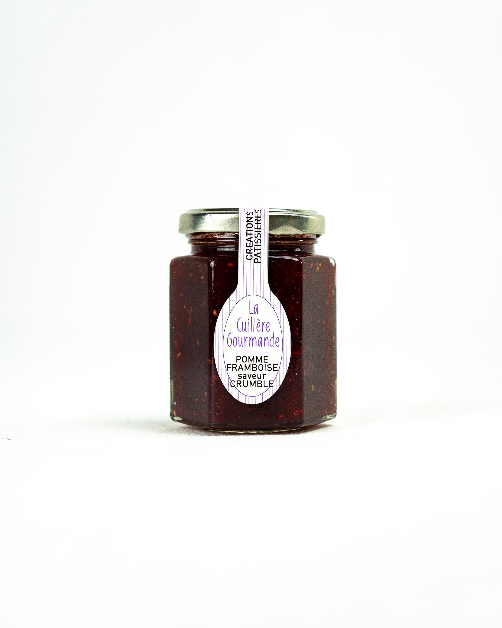 Apple raspberry jam with crumble flavor