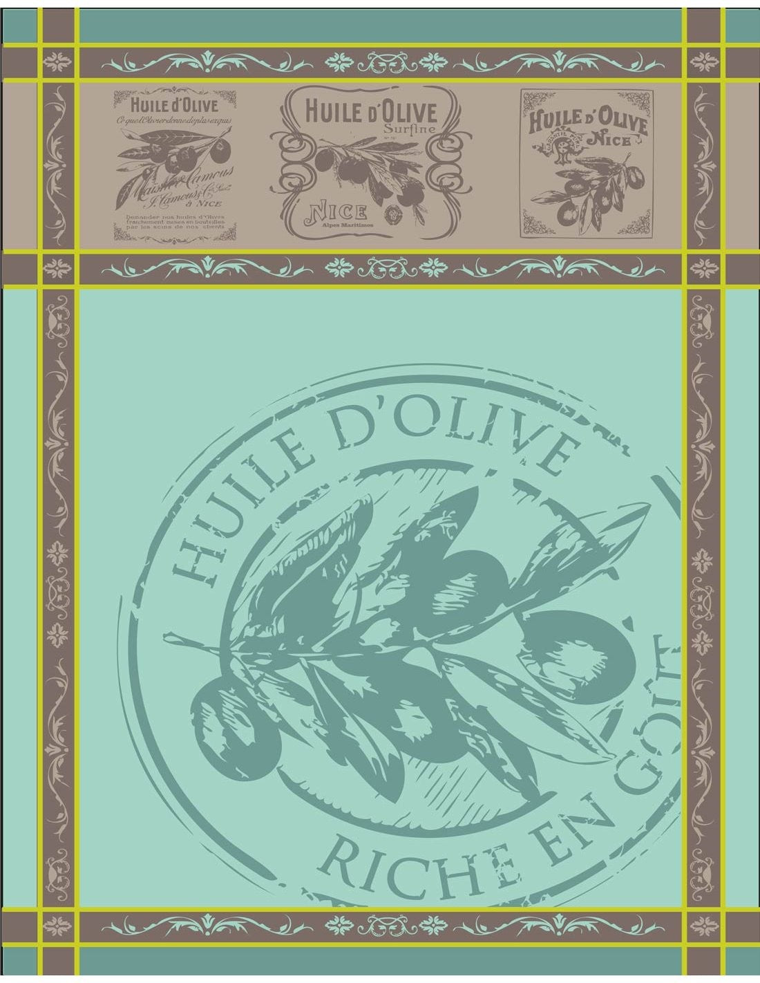 Picholine Turquoise Tea Towel