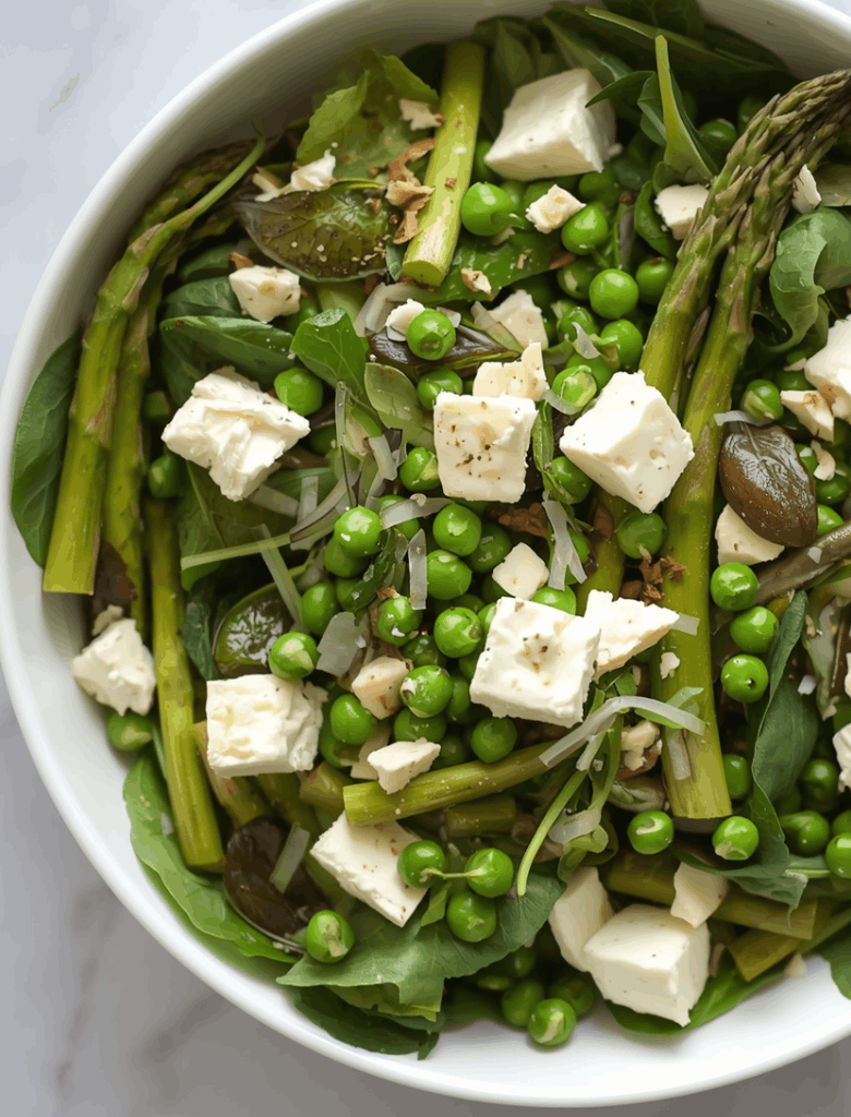 Salade printanière aux asperges, petits pois & feta