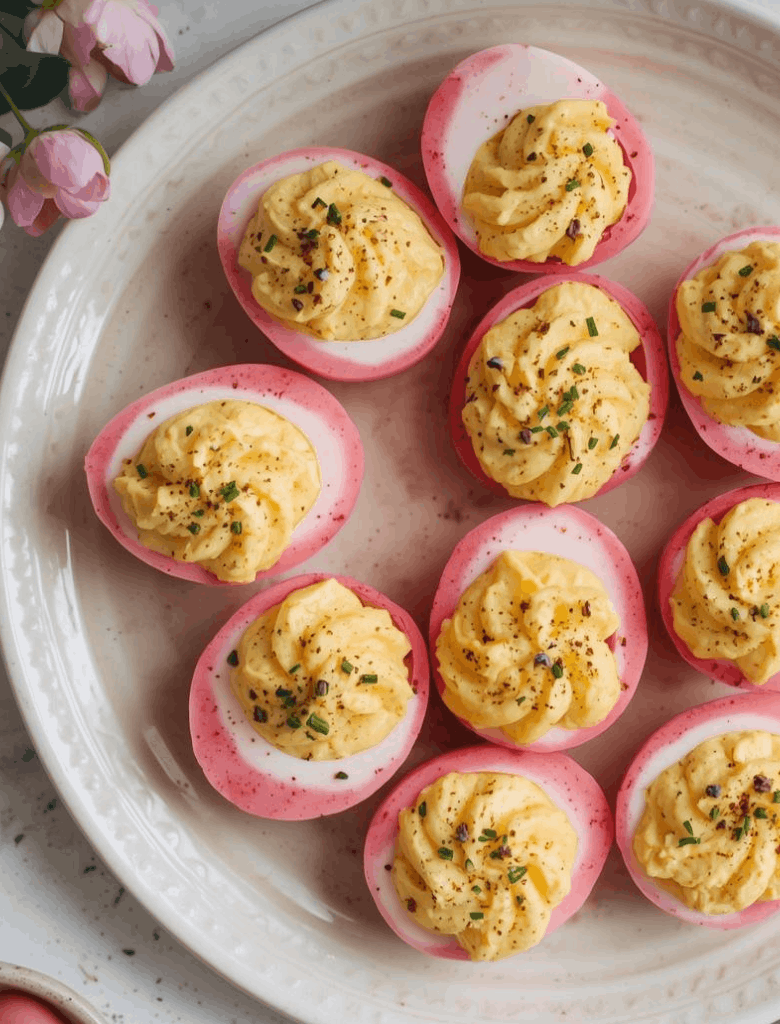 Œufs mimosa roses de Pâques