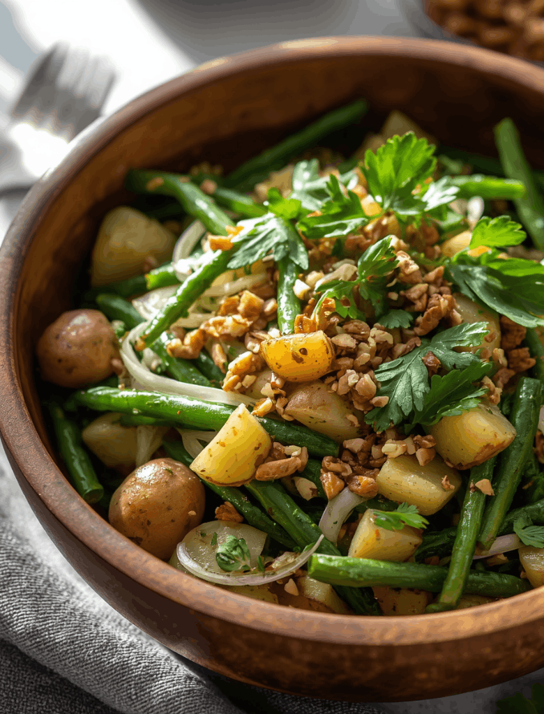 Salade pommes de terre grenaille, haricots verts & huile d'olive Cèpes