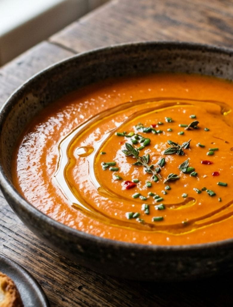 Velouté de poivrons rôtis à l’huile d’olive Piment
