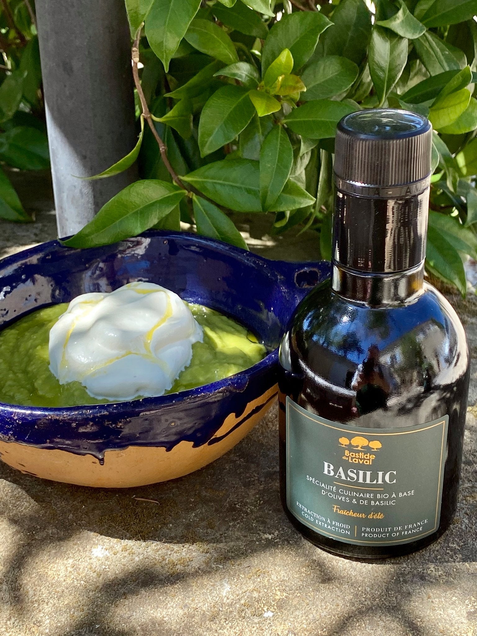 Soupe froide de petits pois & chantilly basilic