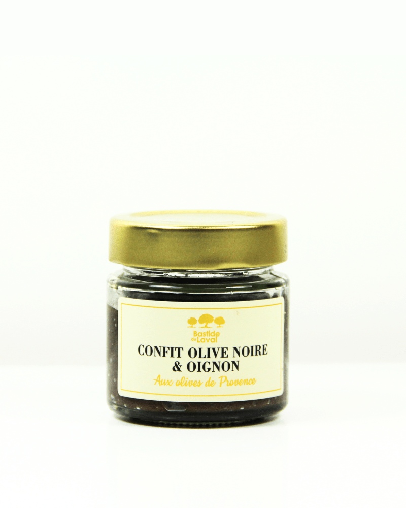 Confit aus schwarzen Oliven und Zwiebeln