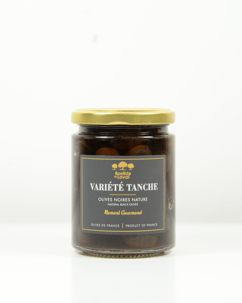 Natürliche schwarze Oliven der Sorte Tenche