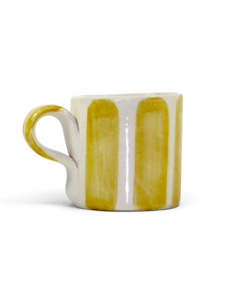 Tasse en céramique - jaune et blanche