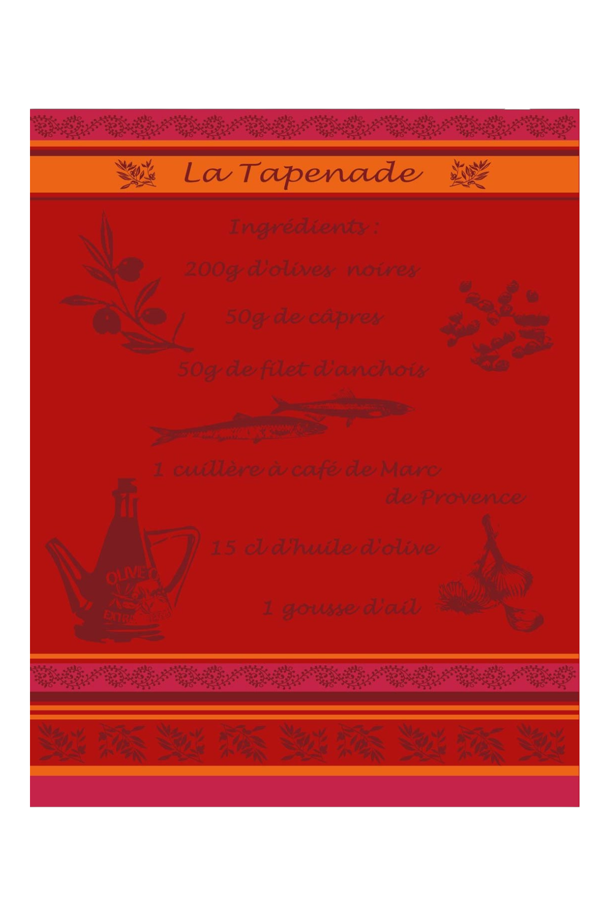 Rotes Tapenade-Geschirrtuch