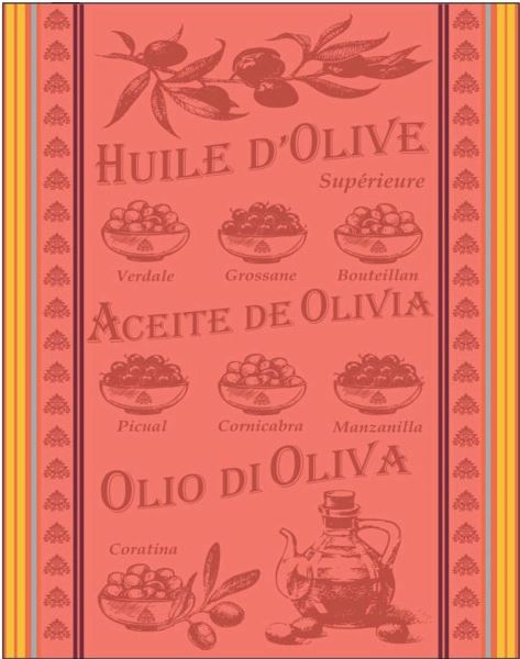 TORCHON HUILE D'OLIVE Rouge