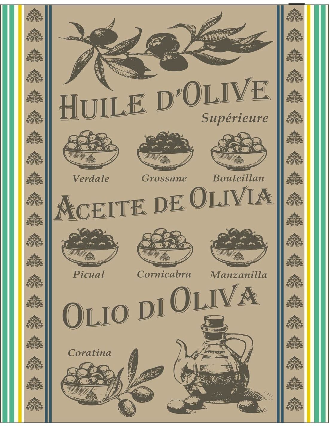 Grünes Olivenöl-Geschirrtuch